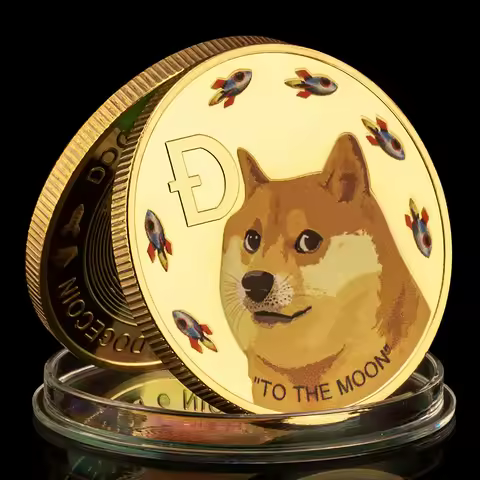 Dogecoin Rocket Pattern Collectible Commemorative Coin To The Moon In Doge We Trust Gold Plated Phys