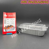 4573-P Aluminium Foil Tray with Clear Lid [ 5sets ± ] Rectangle / Rectangular My Chef Foil Tray 4573