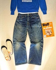 Levis 1930s 201XX patchwork damaged denim color fade selvage Jeans ("555" American famous factory de