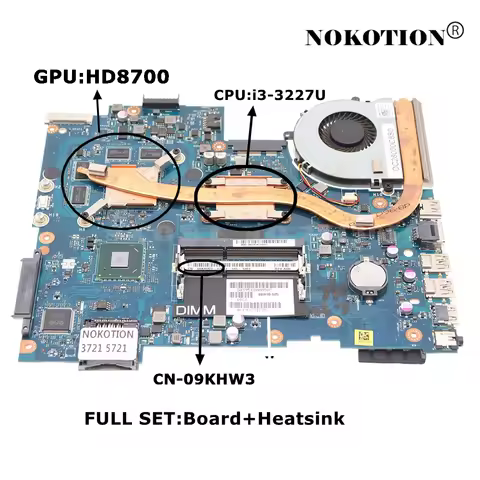 NOKOTION VAW11 LA-9102P FOR Dell Inspiron 17R 3721 5721 Laptop Motherboard CN-09KHW3 09KHW3 9KHW3 Wi