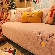 Plush Sofa Cover Lamb Plush Furniture Protector Non Slip Sofa Cushion Thickened Warmth Sofa Cover Sectional Sofa Cover for Most General Sofas (110 * 240cm Pink)