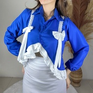 Glovera 田 (Real Picture) Ritsuki Ribbon Blouse Ribbon Top Women's Fashion