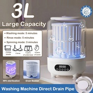 Mesin Basuh 2L/3L Mini Washing Machine With Dryer Baby Clothes Socks Bra Washing Machine For Househo