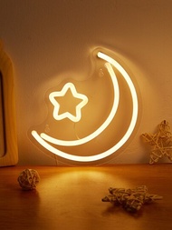 Led霓虹燈帶背板星月設計,5v Usb供電,適用於家居臥室牆壁裝飾和派對燈光
