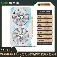 MAXSUN การ์ดแสดงผลสีขาวสำหรับเล่นเกมกราฟิก RX580 8GB GDDR5 256Bit PCI Express 3.0 × 16 Radeon GPU การ์ดแสดงผลสำหรับวิดีโอ CPD