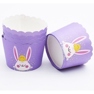 Panettone Paper Cups For Baking Cupcakes Muffins Bakery Purple Rabbit Pattern 50 (Bakery-0148)