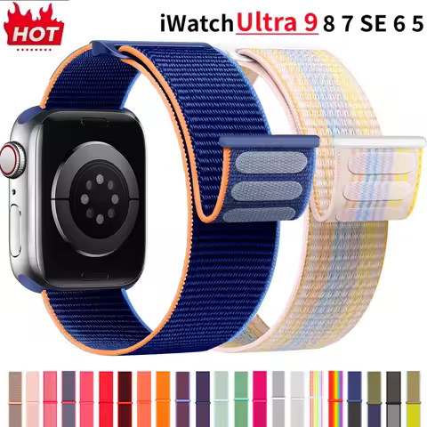 Nylon Loop Strap For Apple Watch Band 49mm 45mm 44mm 42mm 41mm 40mm 38mm Smart Belt Bracelet For IWa