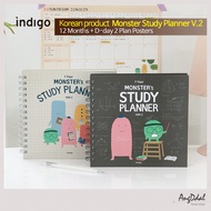 [Indigo] Monster Study Planner 12-Months + 2 D-Day Plan Posters - Korea Product for Students, Study 