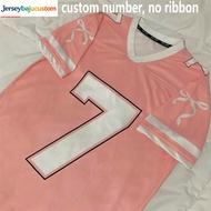 【Free Custom Name】Baju Jersey Perempuan Number 7 Dry T Shirt Coquette Oversized American Style Shoul