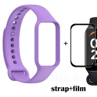 สายนาฬิกาซิลิโคนพร้อมฟิล์มป้องกันสำหรับ Xiaomi Redmi Smart Band 2 / Xiaomi Smart Band 8 Active Strap สายนาฬิกาสายรัดข้อมือสร้อยข้อมือสายสำรอง + ฟิล์มป้องกันสำหรับ Mi Band 8 Active