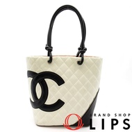 香奈兒 Cambon 系列中型托特包 A25167 小牛皮女士托特包

白色/黑色 [二手]