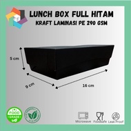 Paper lunch box Kraft warna FULL HITAM 290gsm/Kotak ayam geprek /Lunch box Hitam Polos Uk 16x9x5