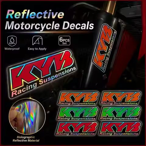 1Pair KYB Racing Suspension Reflective Stickers,Holographic Waterproof Vinyl Decals for Moto Fork Fa