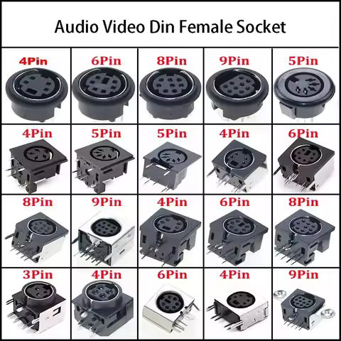 1pcs S Terminal Audio Video Din Female Socket Connector 3/4/5/6/8/9Pin Silver Tone PS2 Circular DIN 