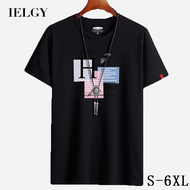 IELGY【S-6XL】CottonIELGY 【S-6XL】Men's short-sleeved T-shirt Korean trend  round neck loose plus size bottoming shirt