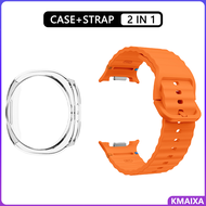 2ใน1 Casing PC + แถบซิลิโคนสำหรับ Samsung Galaxy Watch 8อุปกรณ์สายรัดสร้อยข้อมือยางแพคเกจครึ่งกลวงเค