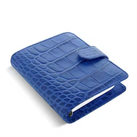 A+ Filofax Pocket Classic Croc Organiser Planner Diary Indigo Leather-026006 #B9