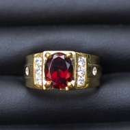 แหวนพลอยจันทบุรี พลอยโกเมน( Garnet) สีแดง ตัวเรือนเงินแท้ 92.5 % ชุบทอง ไซด์นิ้ว 59หรือเบอร์ 8.5 US สินค้ามีใบรับประกัน