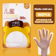 100Pcs Food Grade Disposable Gloves for Kids Adults - Baking Cooking Cleaning Gloves - Children Eati