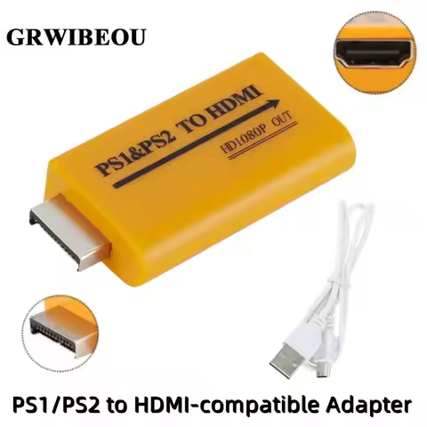 GRWIBEOU Support 1080P Output PS1 & PS2 To HDMI-compatible With 3.5mm Audio Video Converter For Moni