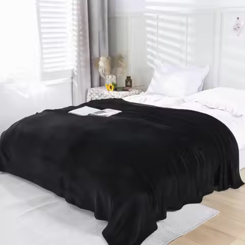 Multipurpose Solid Color Flannel Blanket Thickened Thin Cover Blanket Skin-friendly Summer Sleep Bla