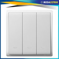 SCHNEIDER TRIPLE SWITCH 3 GANG 2-WAY HOTEL TRIPEL/ PIENO WHITE