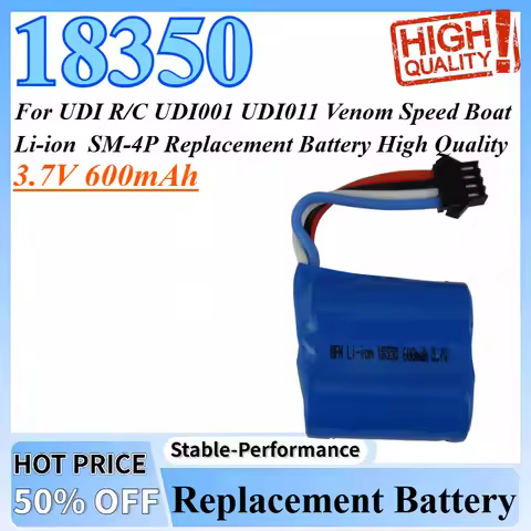 3.7V 600mAh 18350 Lipo Battery For UDI R/C UDI001 UDI011 Venom Speed Boat Li-ion SM-4P Replacement B