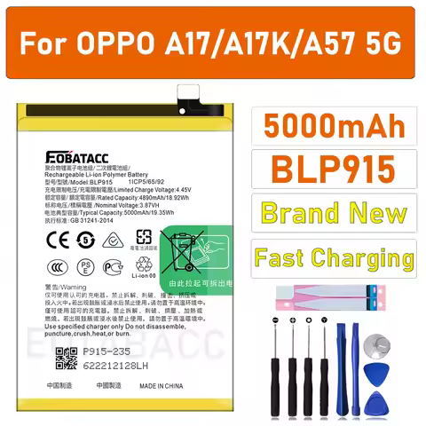 2025 Years 100% Orginal New Battery 5000mAh BLP915 Battery For Oppo A57 5G PFTM20 A17 /CPH2477 A17K 