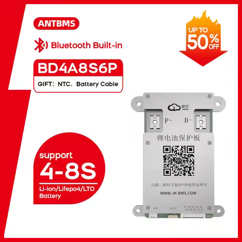 JlKONG JK-BD4A8S6P Smart Active BMS 4S-8S 5S 6S 7S Li-ion Lifepo4 LTO 12V 24V Batteries 0.4A Balance