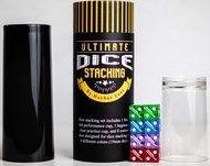 Dice Stacking Set Includes 8 Large 19mm Dice, 1 Short Beginner's Stacking Cup, 1 Tall Advanced Stack