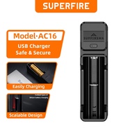 SUPERFIRE AC16 USB Flashlight LED Torch Tools Battery Smart Charger For 18650 26650 18490 16340 1450