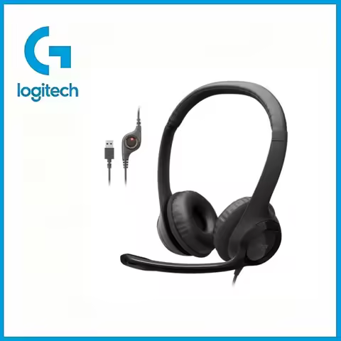 Logitech H390 USB Wired Headset with Noise Canceling Microphone Stereo Headphones In-Line Control fo