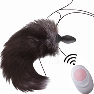 ☞☜New 10 Speeds Vibrating Fox Tail Wireless Remote Anal Plug Vibrator Sex Toys Silicone