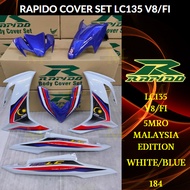 RAPIDO BODY COVER SET YAMAHA LC135 V8 FI 5MRO MALAYSIA EDITION (184) - WHITE BLUE (STICKER TANAM/AIR
