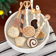Cute dessert-shaped ceramic bread soup spoon, pineapple bun croissant, and adorable dessert spoon