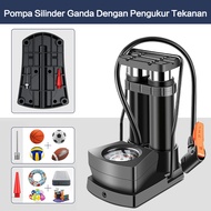 COD Dengan Barometer Pompa Ban Motor Manual Pompa Sepeda Portabel  Dengan Tabung Manual Bicycle Pompa Ban Sepeda Angin Tangan Manual Hidrolik Mini Ban Motor Manual Hand Pump Injak Kaki Pompa Injak Ban Moto Bicycle Pump Pompa Ban Motor