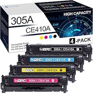 305A Toner Cartridge 4 Pack: Compatible CE410A CE411A CE412A CE413A Toner Cartridges Replacement for