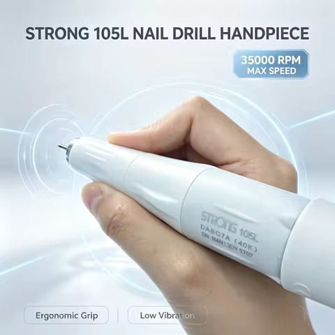 Strong 210 105L White Handpiece 40000RPM Micromotor Nail Drill Handle 2.35mm Chuck Manicure Pedicure