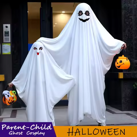 2025 NEW Halloween Ghost Costume Holiday Cosplay White Ghost Family Costumes Spooky Boo Trick or tre