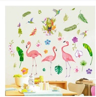 Small fresh Nordic home wall decoration stickers green leaf flamingo
