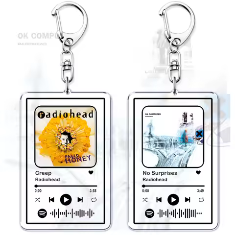 Classic Band Songs Keychains for Women Accessories Bag Creep Ok Computer in Rainbows Music Keying Je