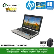 (Refurbished Notebook) HP EliteBook 2170p Laptop / 11.6" inch Display / Intel Core i7-3rd Gen / 250GB HDD / 4GB DDR3 Ram / WiFi / Windows 10 / Webcam