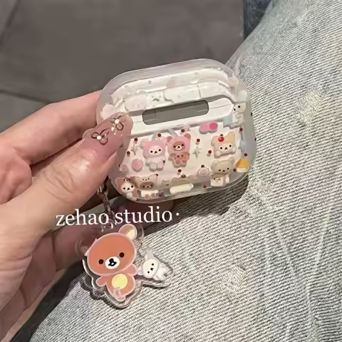 Kawaii Rilakkuma Earphone Case Cartoon Cute AirPods4 Protective Cover Apple Bluetooth AirPods1/2/3 E