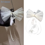 AUTU Delicate Lace Ballet Shoe Charm Handmade Bowknot Ribbon  Keyrings Accessory