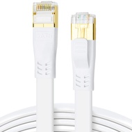 CAT8 Ethernet Cable, 15 Metres High Speed 40 Gbps 2000 MHz Flat CAT8 Patch Cord, Gigabit Internet Ne