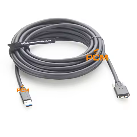 7m 10m Active USB-A to Screw Lock Micro B with Signal Booster for Embedded Vision System, Smart Came