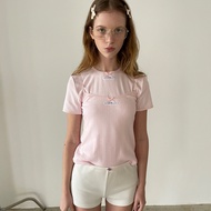 เสื้อยืดลายโบว์ผีเสื้อสองสีชมพูและขาวพร้อมเสื้อกั๊ก PFF เด็กผู้หญิง ชุดเสื้อผ้าทำงานฤดูร้อนแบบสวมหัว