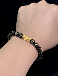 24K HK Gold Piyao in Mantra Stone Bracelet