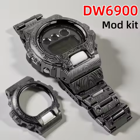 DW6900 Engraved Metal Watch Case Strap for Casio G-Shock DW-6900 Modified Stainless Steel Bezel Band