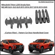 Mitsubishi Triton L200 Montero 2015-2023 Carbon Fiber Pattern Car Door Handle Bowl Cover Car Accesso